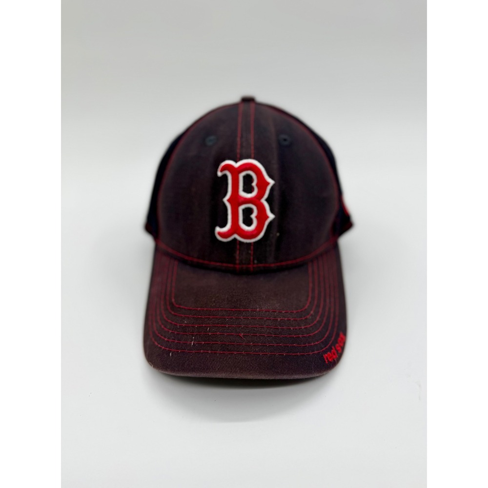 New Era 39THIRTY Boston Red Sox Hat Navy Blue Red Mesh Stretch Fit Small-Medium